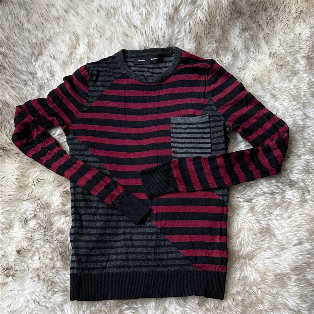 Proenza Schouler Black and Red Striped Crewneck Sweater